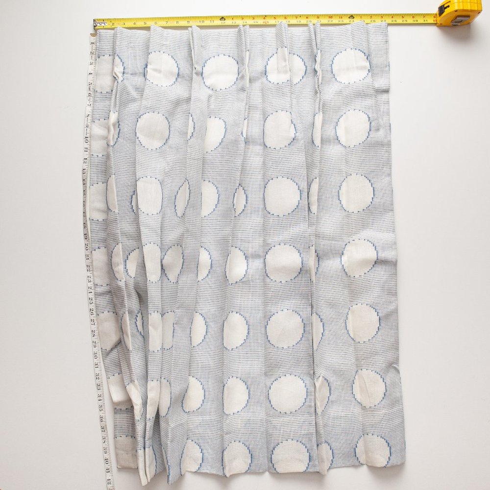 2 Pinch Pleated Curtain Panels Drapes Polka Dot Pattern w Hooks 27x41 Blue White - Picture 2 of 10